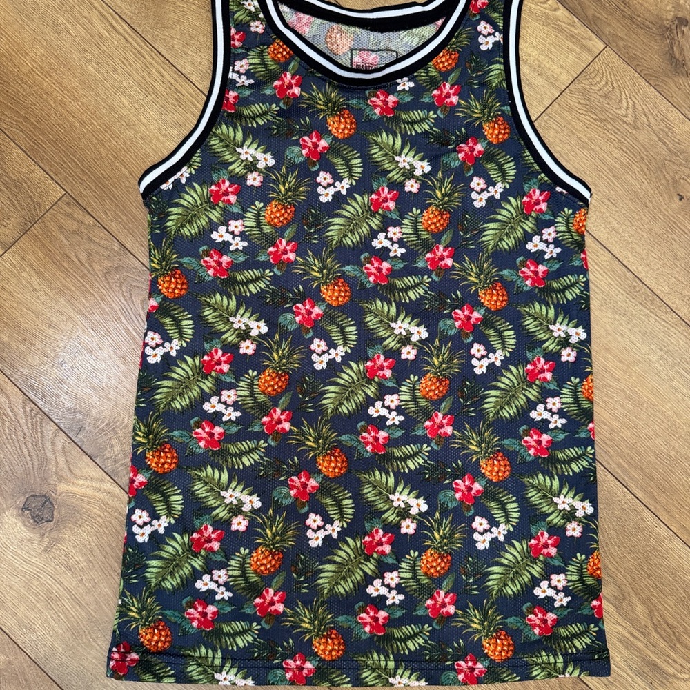 Green and Red Tropical Floral Jersey